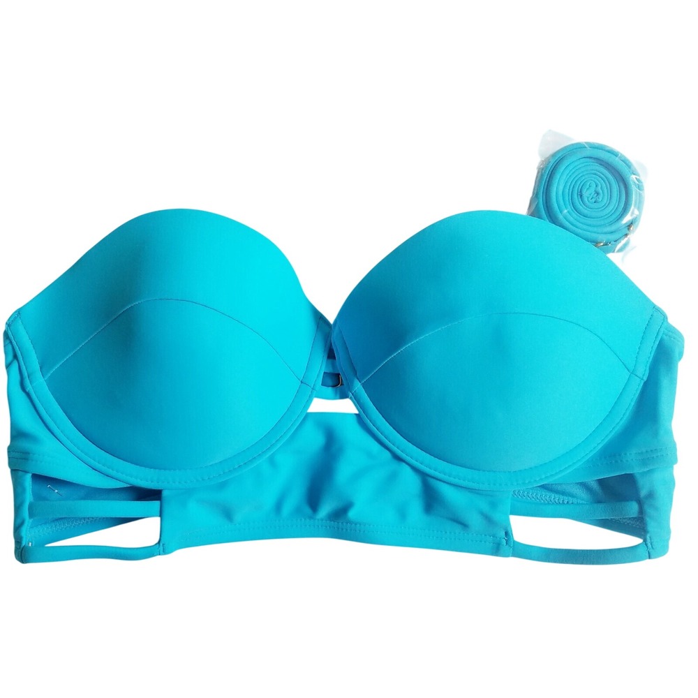 Xhilaration Blue Cutout Underwire Bandeau Bikini Top M NWOT Summer Beach‎ Pool